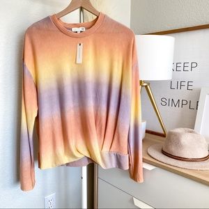 Anthropologie RO & DE Ombre Dip Tie Knot Tie Top